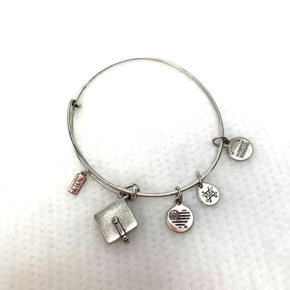 Alex and Ani 2017 Graduation Charm Bracelet - Silver, Expands 2"- 3.5" - Picture 1 of 2